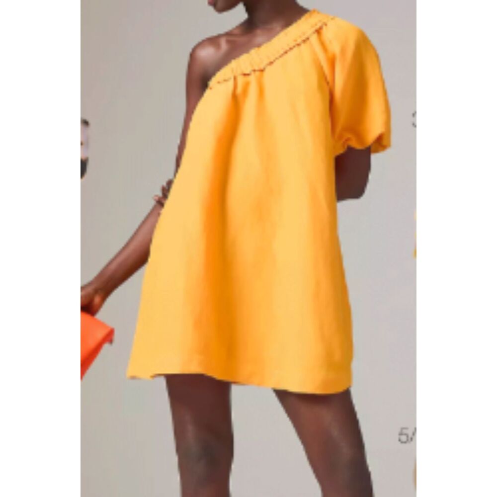 By Anthropologie One-Shoulder Waistless Mini Dress Pullover Smocked Small S